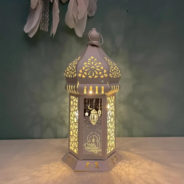Ramadan Lantern Muslim Ramadan Iron Wind Lantern Craft Arabian Lantern Eid Decorative Lighting Ramadan Decorations - Image 2